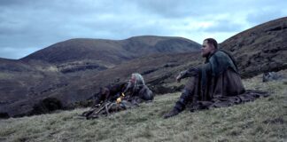 Hugh Jackman as Robin and Bill Skarsgard as Edward in The Death Of Robin Hood, directed by Michael Sarnoski. Photo: Aidan Monaghan. Copyright: DORH Holding Co LLC. All Rights Reserved.