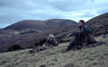 Hugh Jackman as Robin and Bill Skarsgard as Edward in The Death Of Robin Hood, directed by Michael Sarnoski. Photo: Aidan Monaghan. Copyright: DORH Holding Co LLC. All Rights Reserved.