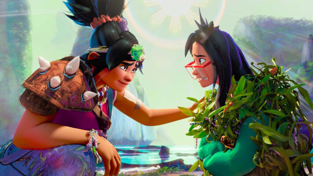 Jo (voiced by H.E.R.) and Raissa (Liza Soberano) in Forgotten Island, directed by Joel Crawford and Januel Mercado. Copyright: DreamWorks Animation. All Rights Reserved.