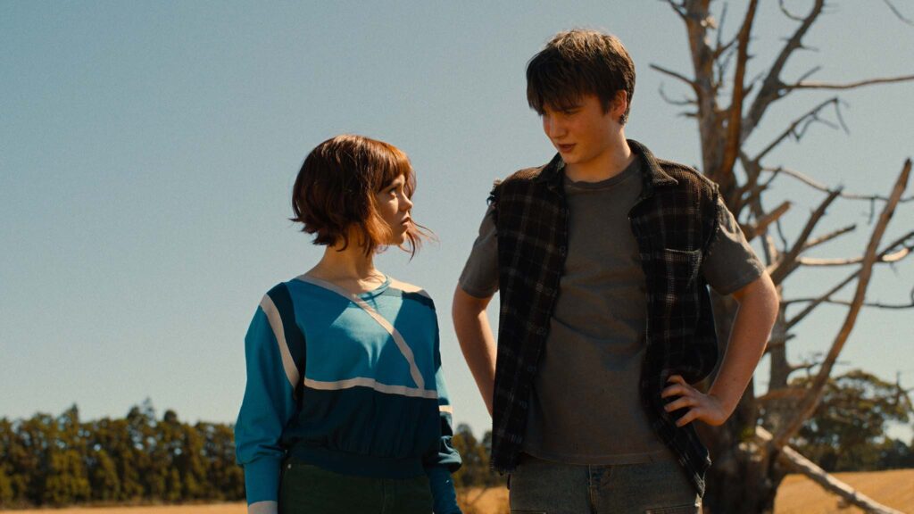 Jenna Ortega as Klara and Aran Murphy as Rick in Klara And The Sun, directed by Taika Waititi. Photo: Matt Grace. Copyright: CTMG, Inc. All Rights Reserved.