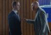 Jeremy Atrong as Mark Zuckerberg and Bill Burr as Charlie Garrity in The Social Reckoning, directed by Aaron Sorkin. Photo: Leah Gallo. Copyright: CTMG, Inc. All Rights Reserved.