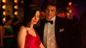 Anne Hathaway as Verity Crawford and Josh Hartnett as Jeremy Crawford in Verity, directed by Michael Showalter. Photo: Alisha Wetherill. Copyright: Amazon Content Services LLC. All Rights Reserved.