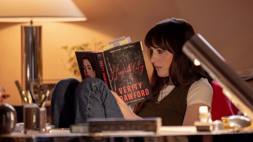 Dakota Johnson as Lowen Ashleigh in Verity, directed by Michael Showalter. Photo: Alisha Wetherill. Copyright: Amazon Content Services LLC. All Rights Reserved.